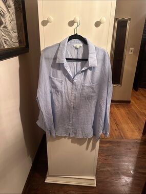 HYFVE Light Blue Sheer Button-Down Blouse